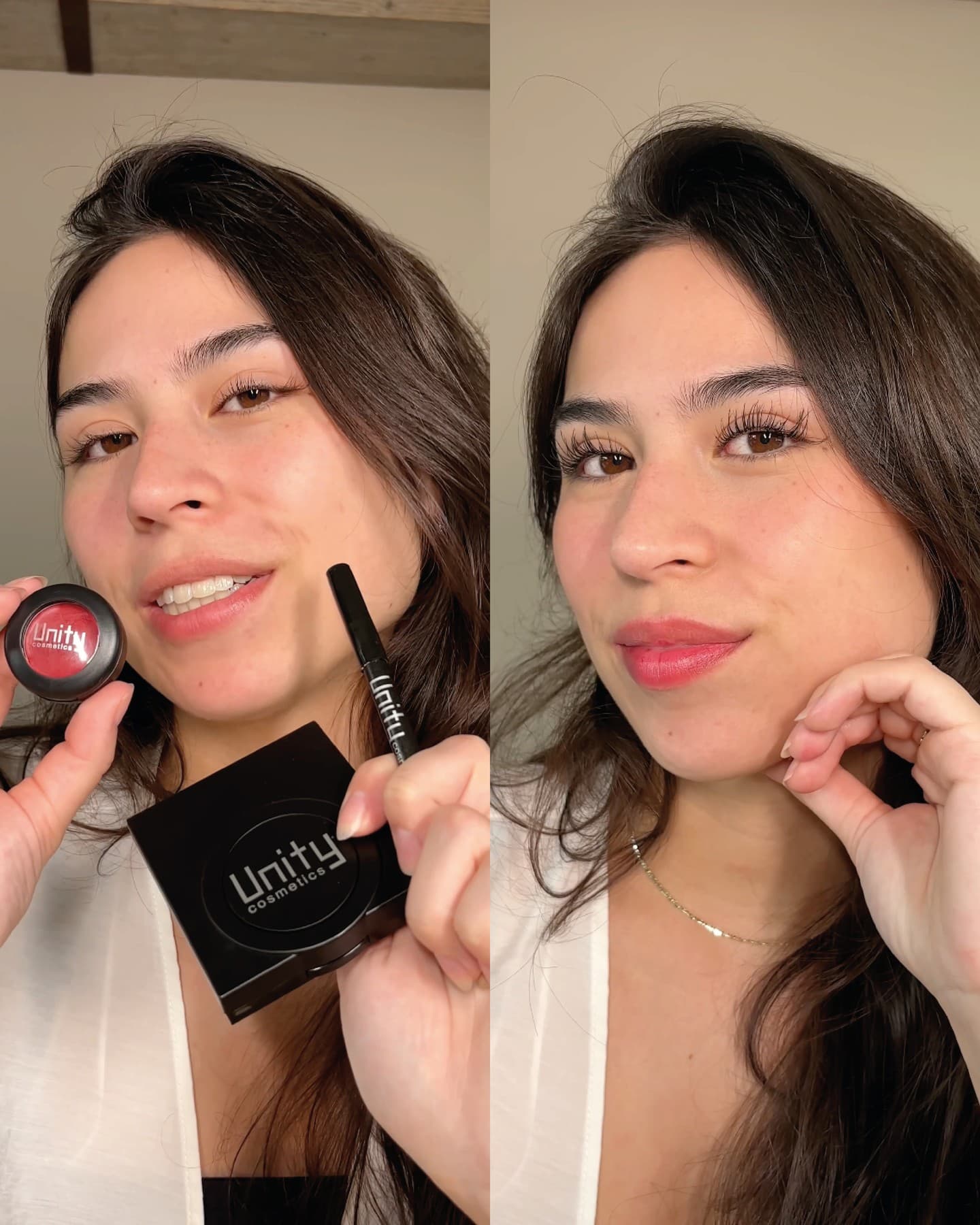 Voor en na Unity make-up
